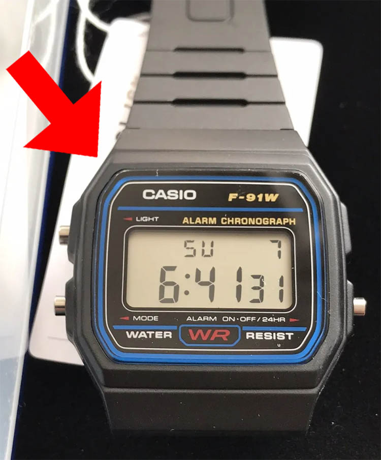 El Reloj Casio Vintage Más vendido y Más Famoso F-91W-1 caja y correa