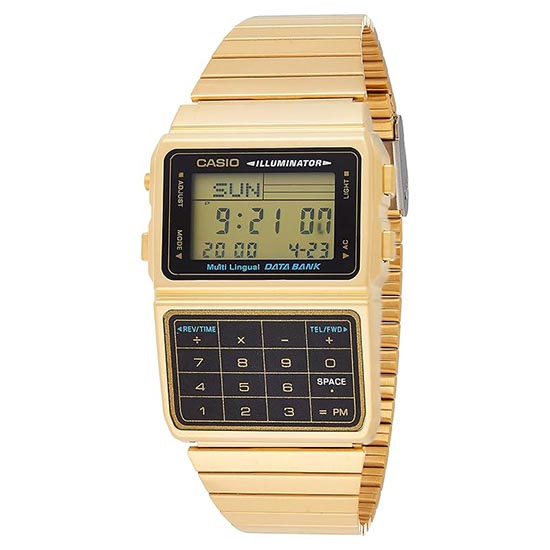 Reloj Casio Calculadora Vintage Dorado y Negro DBC-611G-1