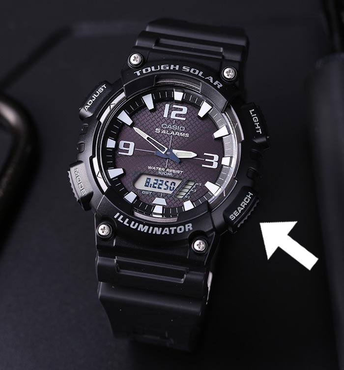 Reloj Casio Tough Solar Negro con LED y NeoBrite AQ-S810W botón buscar